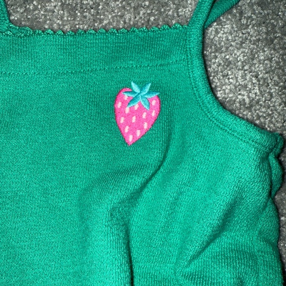 Cat & Jack Terry Romper Green Strawberry Patch – Girls 4T - Picture 3 of 4